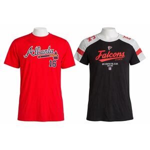 Atlanta Braves + Falcons T Shirt Bundle Men's XL MLB NFL Graphic Tees Lot 2